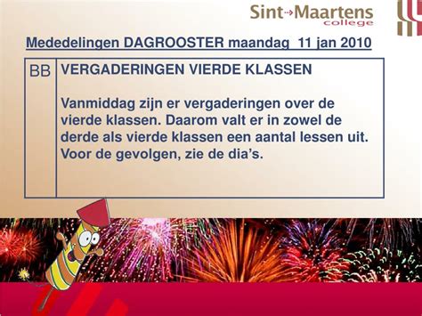 Roostermededelingen .